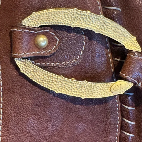 Valentino Garavani Brown Leather Braided Handle Shoulder Bag with COA - Picture 13 of 16